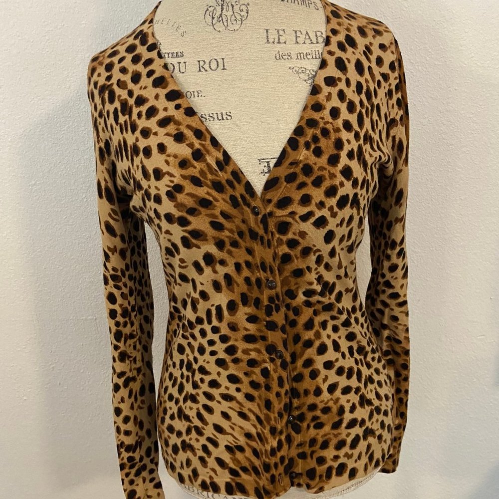 Jones New York/Signature animal print cardigan, M